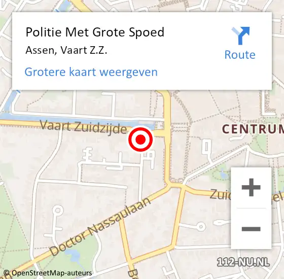 Locatie op kaart van de 112 melding: Politie Met Grote Spoed Naar Assen, Vaart Z.Z. op 2 september 2021 23:54