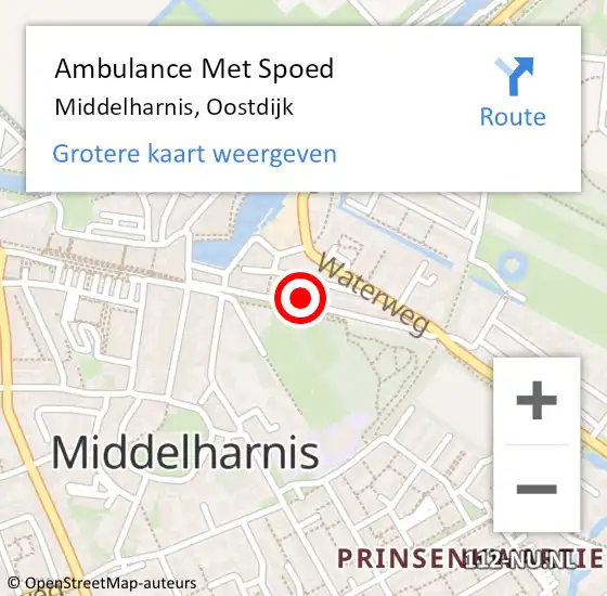 Locatie op kaart van de 112 melding: Ambulance Met Spoed Naar Middelharnis, Oostdijk op 3 september 2021 00:35