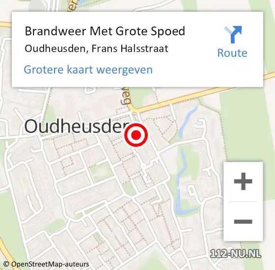 Locatie op kaart van de 112 melding: Brandweer Met Grote Spoed Naar Oudheusden, Frans Halsstraat op 3 september 2021 01:36