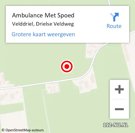 Locatie op kaart van de 112 melding: Ambulance Met Spoed Naar Velddriel, Drielse Veldweg op 3 september 2021 02:17