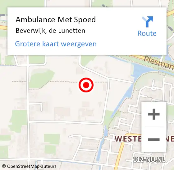 Locatie op kaart van de 112 melding: Ambulance Met Spoed Naar Beverwijk, de Lunetten op 3 september 2021 02:30