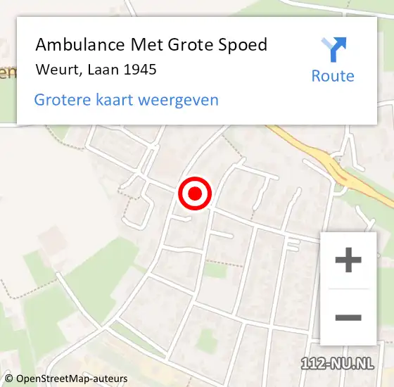 Locatie op kaart van de 112 melding: Ambulance Met Grote Spoed Naar Weurt, Laan 1945 op 3 september 2021 06:22