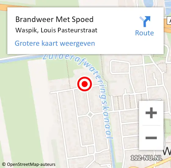 Locatie op kaart van de 112 melding: Brandweer Met Spoed Naar Waspik, Louis Pasteurstraat op 3 september 2021 06:48