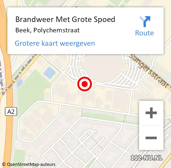 Locatie op kaart van de 112 melding: Brandweer Met Grote Spoed Naar Beek, Polychemstraat op 3 september 2021 07:31