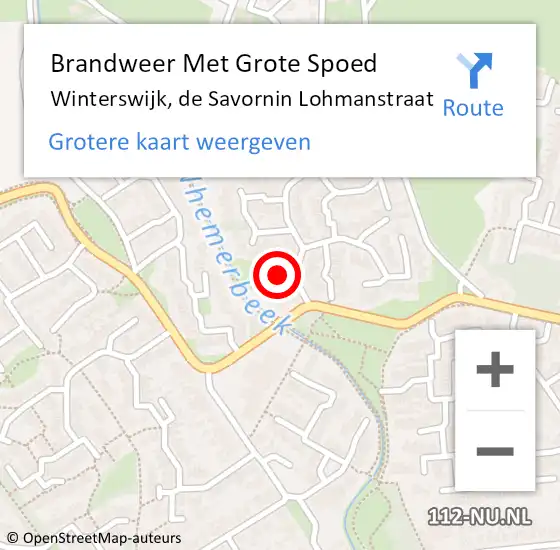 Locatie op kaart van de 112 melding: Brandweer Met Grote Spoed Naar Winterswijk, de Savornin Lohmanstraat op 3 september 2021 08:16