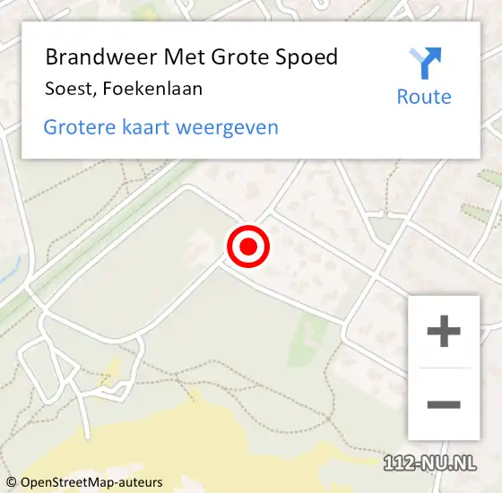 Locatie op kaart van de 112 melding: Brandweer Met Grote Spoed Naar Soest, Foekenlaan op 3 september 2021 08:25