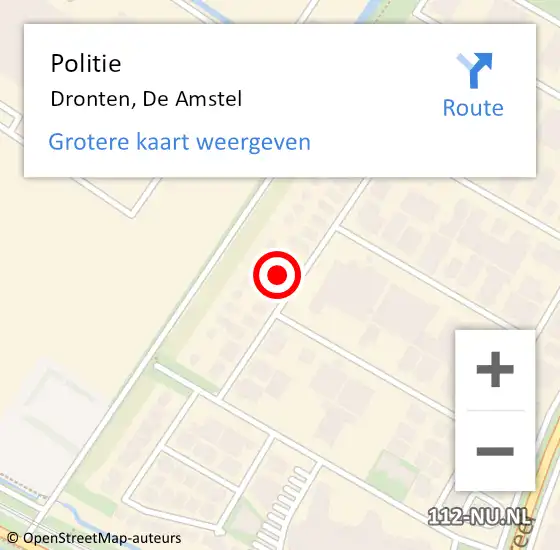 Locatie op kaart van de 112 melding: Politie Dronten, De Amstel op 3 september 2021 08:35