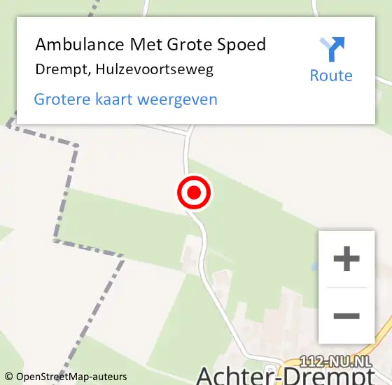 Locatie op kaart van de 112 melding: Ambulance Met Grote Spoed Naar Drempt, Hulzevoortseweg op 21 juni 2014 16:48