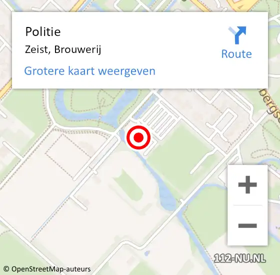 Locatie op kaart van de 112 melding: Politie Zeist, Brouwerij op 3 september 2021 08:40