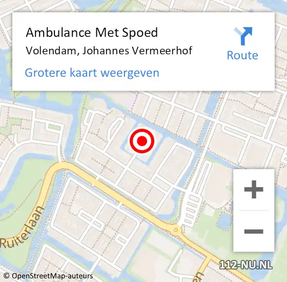 Locatie op kaart van de 112 melding: Ambulance Met Spoed Naar Volendam, Johannes Vermeerhof op 3 september 2021 08:51