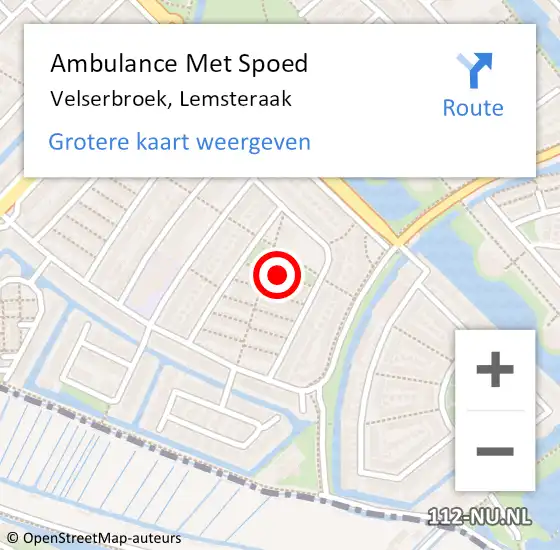 Locatie op kaart van de 112 melding: Ambulance Met Spoed Naar Velserbroek, Lemsteraak op 3 september 2021 09:00