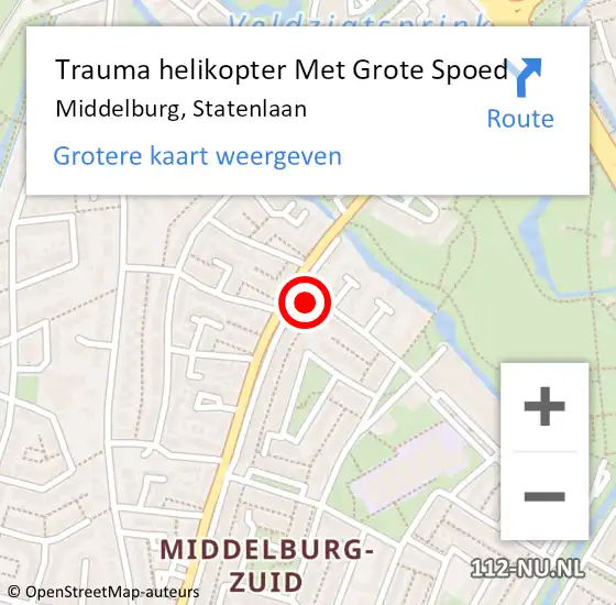 Locatie op kaart van de 112 melding: Trauma helikopter Met Grote Spoed Naar Middelburg, Statenlaan op 3 september 2021 09:10