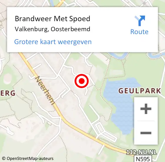 Locatie op kaart van de 112 melding: Brandweer Met Spoed Naar Valkenburg, Oosterbeemd op 3 september 2021 09:12