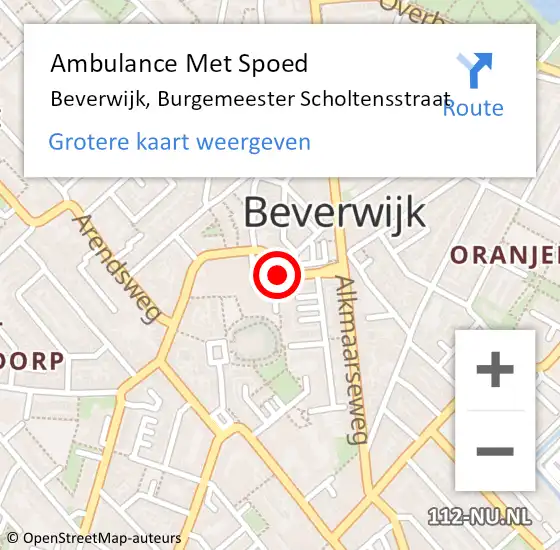 Locatie op kaart van de 112 melding: Ambulance Met Spoed Naar Beverwijk, Burgemeester Scholtensstraat op 3 september 2021 09:25