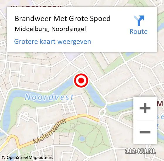 Locatie op kaart van de 112 melding: Brandweer Met Grote Spoed Naar Middelburg, Noordsingel op 3 september 2021 09:37