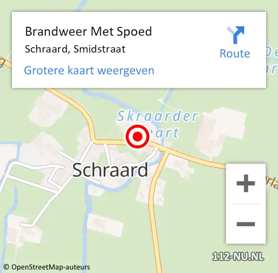 Locatie op kaart van de 112 melding: Brandweer Met Spoed Naar Schraard, Smidstraat op 3 september 2021 09:47