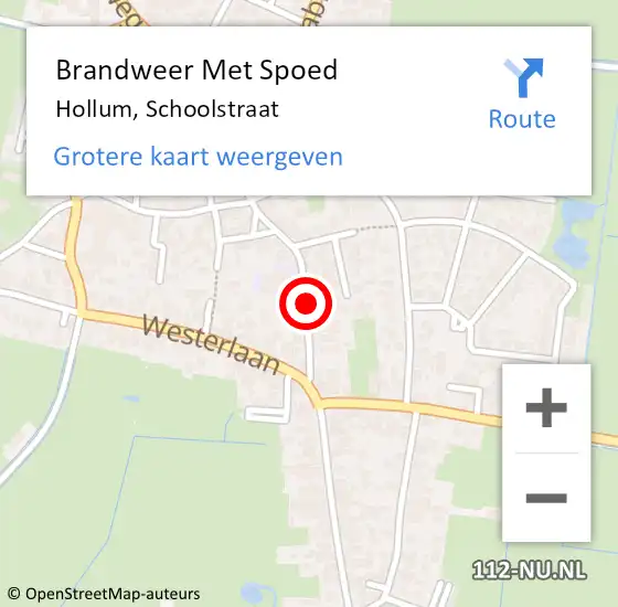 Locatie op kaart van de 112 melding: Brandweer Met Spoed Naar Hollum, Schoolstraat op 3 september 2021 09:50