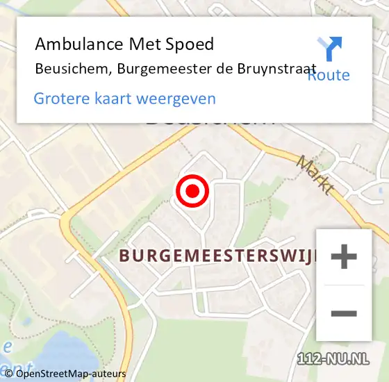 Locatie op kaart van de 112 melding: Ambulance Met Spoed Naar Beusichem, Burgemeester de Bruynstraat op 3 september 2021 09:58