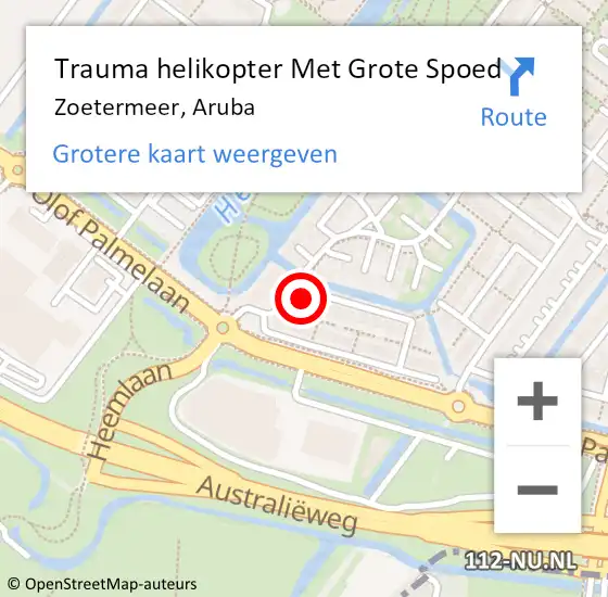 Locatie op kaart van de 112 melding: Trauma helikopter Met Grote Spoed Naar Zoetermeer, Aruba op 3 september 2021 10:08