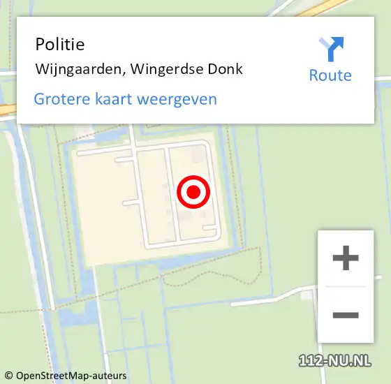 Locatie op kaart van de 112 melding: Politie Wijngaarden, Wingerdse Donk op 3 september 2021 10:09