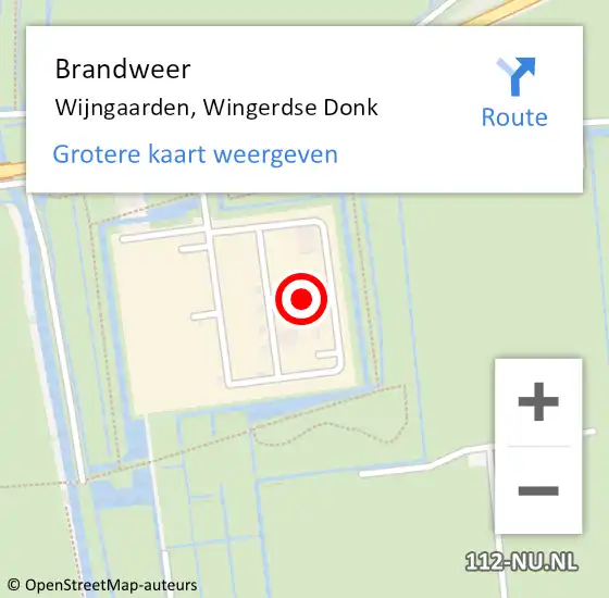 Locatie op kaart van de 112 melding: Brandweer Wijngaarden, Wingerdse Donk op 3 september 2021 10:10
