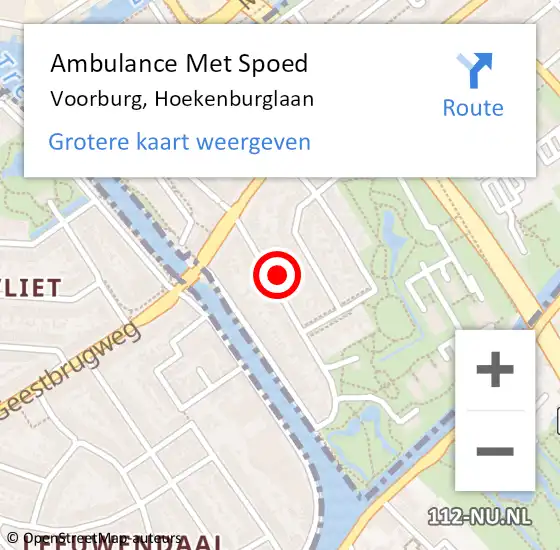 Locatie op kaart van de 112 melding: Ambulance Met Spoed Naar Voorburg, Hoekenburglaan op 3 september 2021 10:21