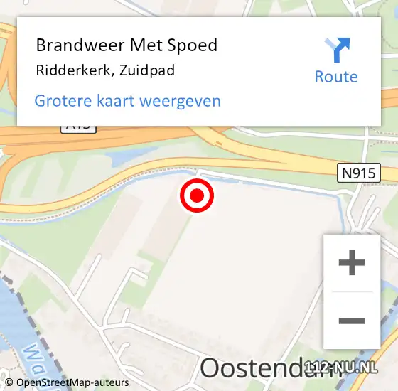 Locatie op kaart van de 112 melding: Brandweer Met Spoed Naar Ridderkerk, Zuidpad op 3 september 2021 10:32