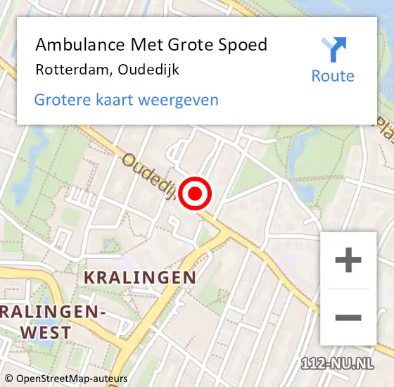 Locatie op kaart van de 112 melding: Ambulance Met Grote Spoed Naar Rotterdam, Oudedijk op 3 september 2021 10:35