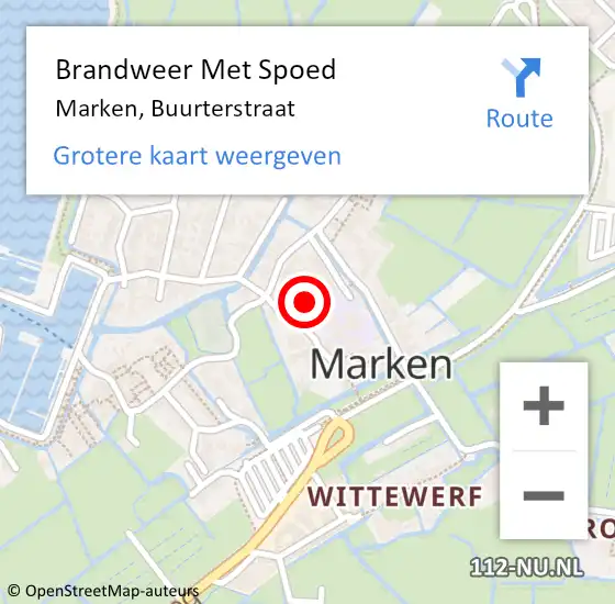 Locatie op kaart van de 112 melding: Brandweer Met Spoed Naar Marken, Buurterstraat op 3 september 2021 10:43