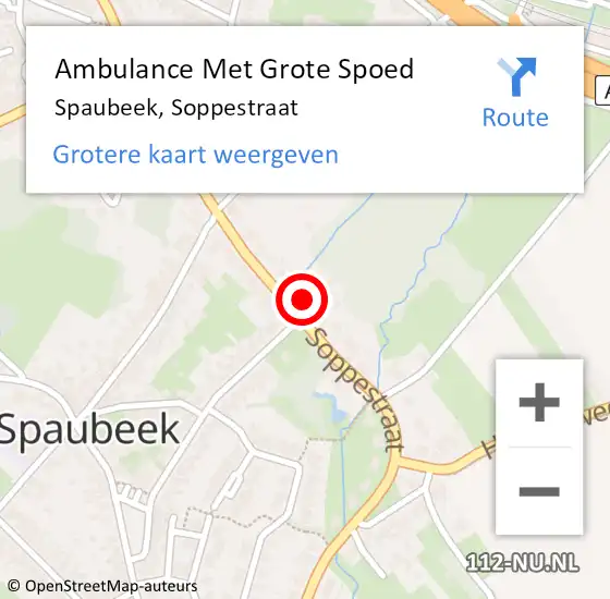 Locatie op kaart van de 112 melding: Ambulance Met Grote Spoed Naar Spaubeek, Soppestraat op 21 juni 2014 17:04