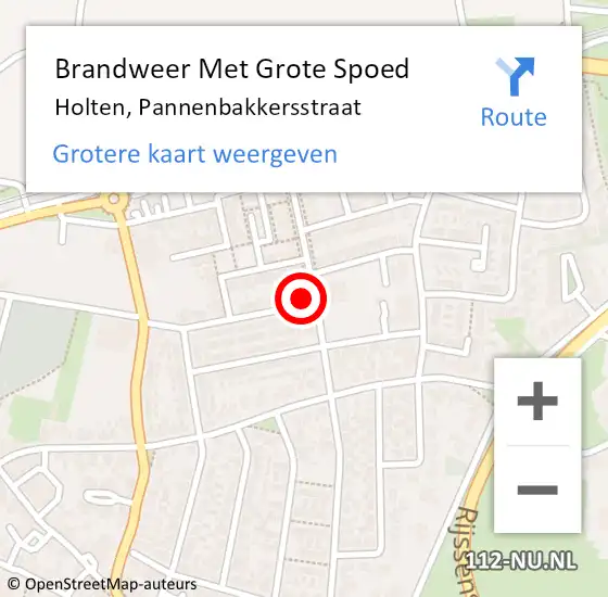 Locatie op kaart van de 112 melding: Brandweer Met Grote Spoed Naar Holten, Pannenbakkersstraat op 3 september 2021 10:59