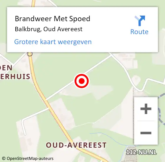 Locatie op kaart van de 112 melding: Brandweer Met Spoed Naar Balkbrug, Oud Avereest op 3 september 2021 11:28