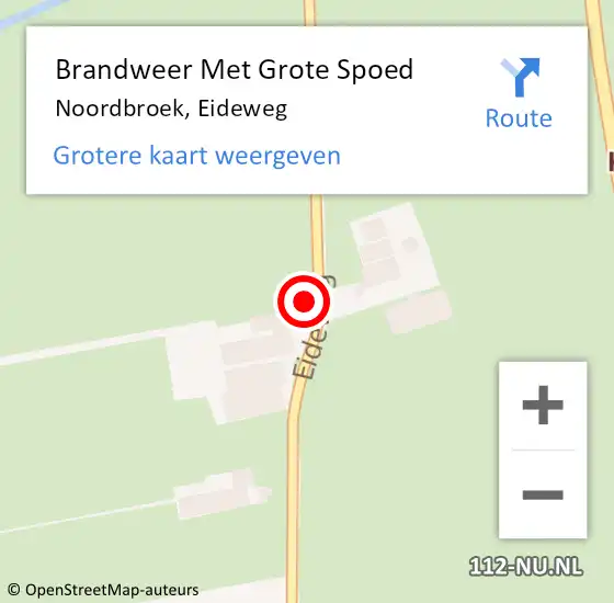 Locatie op kaart van de 112 melding: Brandweer Met Grote Spoed Naar Noordbroek, Eideweg op 3 september 2021 11:32