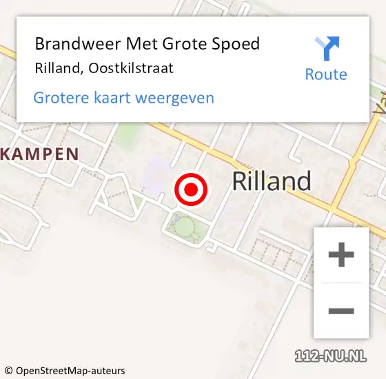 Locatie op kaart van de 112 melding: Brandweer Met Grote Spoed Naar Rilland, Oostkilstraat op 3 september 2021 12:06