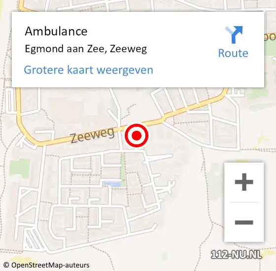 Locatie op kaart van de 112 melding: Ambulance Egmond aan Zee, Zeeweg op 3 september 2021 12:36