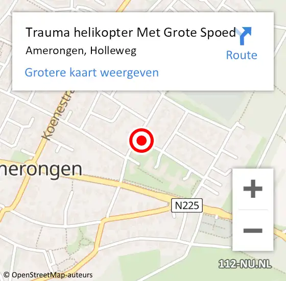 Locatie op kaart van de 112 melding: Trauma helikopter Met Grote Spoed Naar Amerongen, Holleweg op 3 september 2021 12:48