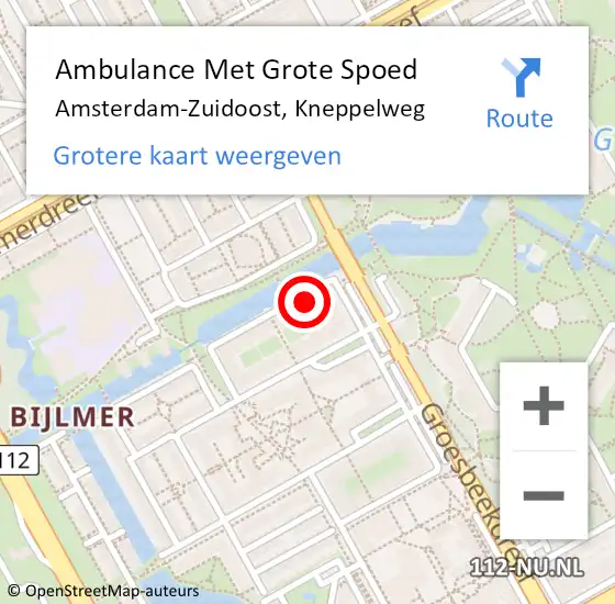 Locatie op kaart van de 112 melding: Ambulance Met Grote Spoed Naar Amsterdam-Zuidoost, Kneppelweg op 3 september 2021 12:52