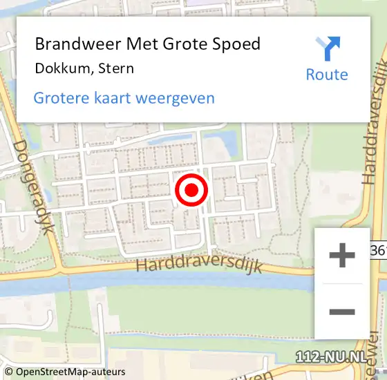 Locatie op kaart van de 112 melding: Brandweer Met Grote Spoed Naar Dokkum, Stern op 3 september 2021 13:45