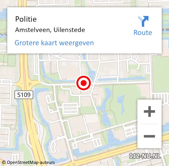 Locatie op kaart van de 112 melding: Politie Amstelveen, Uilenstede op 21 juni 2014 17:26