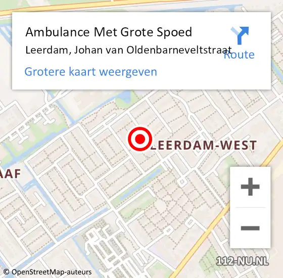 Locatie op kaart van de 112 melding: Ambulance Met Grote Spoed Naar Leerdam, Johan van Oldenbarneveltstraat op 3 september 2021 13:55