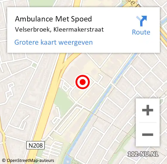 Locatie op kaart van de 112 melding: Ambulance Met Spoed Naar Velserbroek, Kleermakerstraat op 3 september 2021 13:57