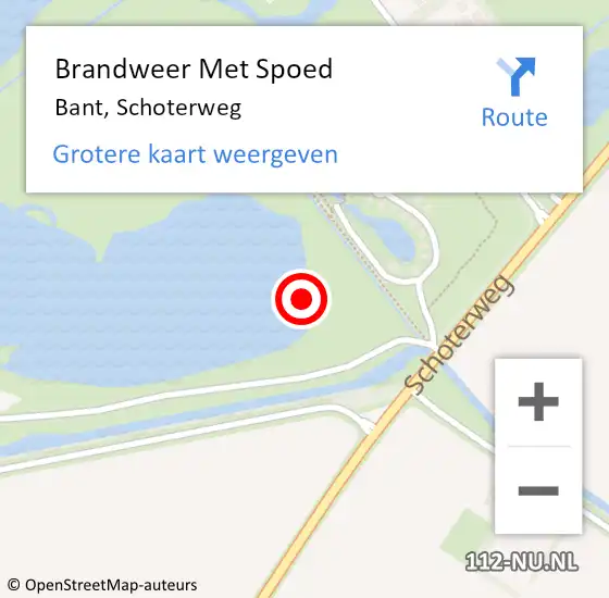 Locatie op kaart van de 112 melding: Brandweer Met Spoed Naar Bant, Schoterweg op 3 september 2021 14:02