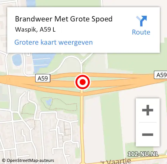 Locatie op kaart van de 112 melding: Brandweer Met Grote Spoed Naar Waspik, A59 L op 21 juni 2014 17:27