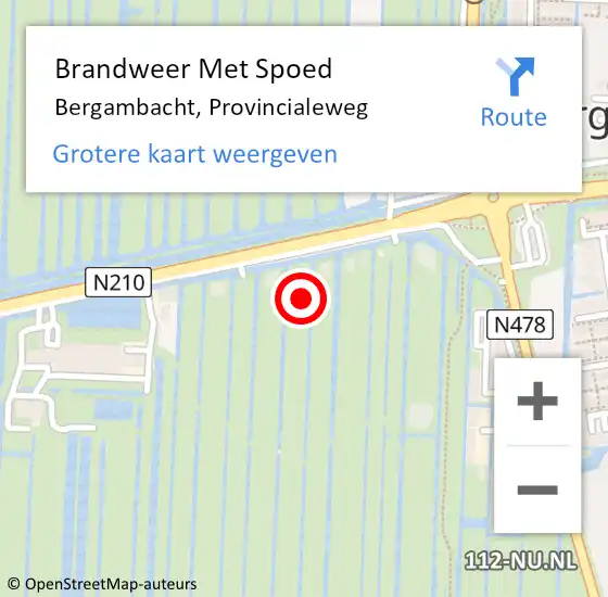 Locatie op kaart van de 112 melding: Brandweer Met Spoed Naar Bergambacht, Provincialeweg op 3 september 2021 14:20