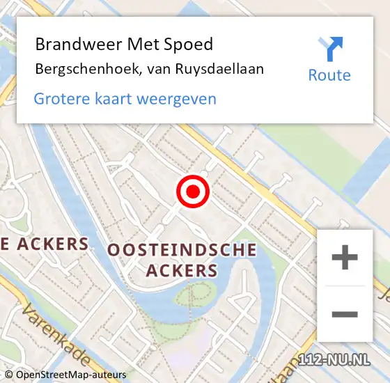 Locatie op kaart van de 112 melding: Brandweer Met Spoed Naar Bergschenhoek, van Ruysdaellaan op 3 september 2021 14:21