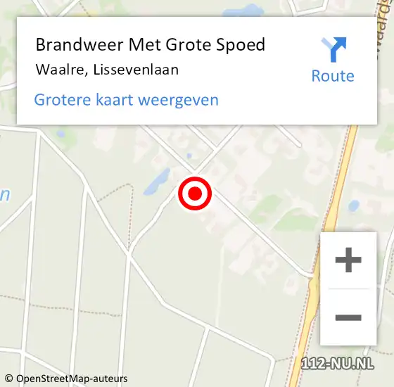 Locatie op kaart van de 112 melding: Brandweer Met Grote Spoed Naar Waalre, Lissevenlaan op 3 september 2021 14:21