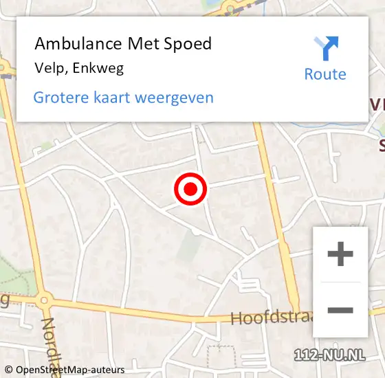 Locatie op kaart van de 112 melding: Ambulance Met Spoed Naar Velp, Enkweg op 3 september 2021 14:29