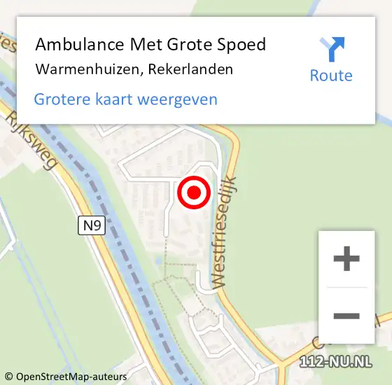 Locatie op kaart van de 112 melding: Ambulance Met Grote Spoed Naar Warmenhuizen, Rekerlanden op 3 september 2021 14:46