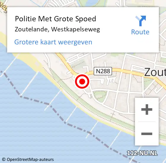 Locatie op kaart van de 112 melding: Politie Met Grote Spoed Naar Zoutelande, Westkapelseweg op 3 september 2021 14:56
