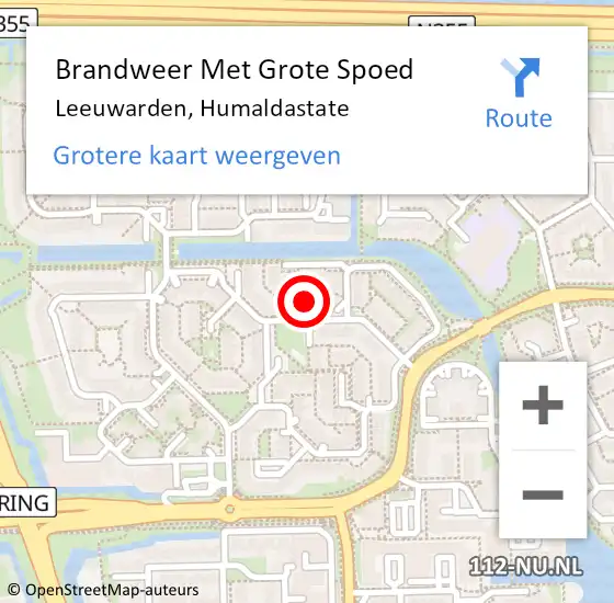 Locatie op kaart van de 112 melding: Brandweer Met Grote Spoed Naar Leeuwarden, Humaldastate op 3 september 2021 15:06